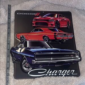 Dodge Charger Metal Wall Art - Red, Black, Silver